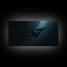 Cargar imagen en el visor de la galería, Cool Scifi Wall Art, Scifi Art, Framed Canvas Print, The Space Cruiser, Gull Wing Space Ship, Unique Art, Alien Wall Art