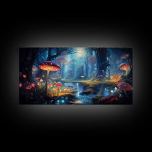 Carregar imagem no visualizador da galeria, Fantasy Art, Dark Fantasy Forest Framed Canvas Print, Elven Decor, Magical Forest, RPG Game Art, Game Room Art, Witchy Decor, Wall Art