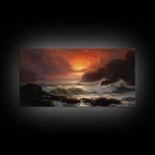 Load image into Gallery viewer, Beautiful Seascape Painting Canvas Print, Landscape Oil Painting, Minimalist Modern Art, Canvas Painting, Framed Wall Art Print