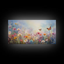 Carregar imagem no visualizador da galeria, Butterflies Wall Art, Wildflower Meadow, Panoramic Art, Wall Art, Canvas Art, Landscape Art, Spring Meadow Print, Wife Gift, Boho Wall Art