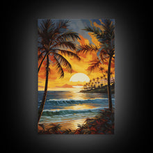 Load image into Gallery viewer, Beach Wall Print, Tropical Wall Art, Sunrise Wall Art, Canvas Print, Wall Art, Vertical Print, Entryway Prints, Dorm Room Art, Office Decor