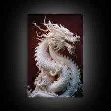 Load image into Gallery viewer, Dragon Art, Sculpture Wall Art, Asian Decor, Canvas Print, Wall Art, Vertical Print, Gift For Couples, Dorm Room Art, Living Room Prints