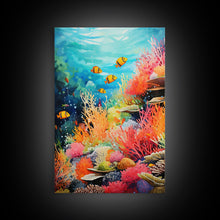 Load image into Gallery viewer, Under The Sea, Canvas Print, Wall Art, Vertical Art, Ocean Nursery Art, Nautical Wall Art, Home Decor Prints, Gift For Friend, Dorm Room Art