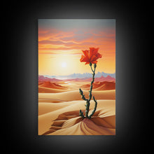 Load image into Gallery viewer, Desert Art Print, Cactus Wall Art, Landscape Art, Sunset Wall Art, Canvas Print, Wall Art, Vertical Art, Unique Wall Decor, Ranch Decor