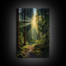 Carregar imagem no visualizador da galeria, Forest Wall Print, Trees Art Print, Sunset Canvas Print, Wall Art, Vertical Art, Landscape Print, Gift For Boss, College Dorm Decor