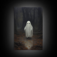 Carregar imagem no visualizador da galeria, Cute Lil Boo, Ghost Print, Halloween Canvas Art, Framed Canvas Print, Funny Halloween Decor, Ghost Art, Victorian Goth Art