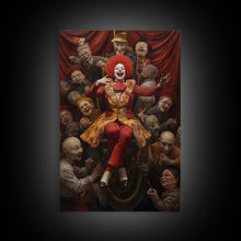 Load image into Gallery viewer, The Macabre Circus, Halloween Canvas Print / Framed Canvas, Victorian Gothic Oil Painting Print, Circus Decor, Macabre Horror Prints