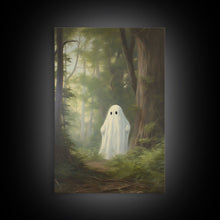 Carregar imagem no visualizador da galeria, Cute Little Ghost In The Forest, Gothic Victorian Haunted Art, Dark Academia, Framed Canvas or Canvas Art, Cool Wall Art, Halloween Decor