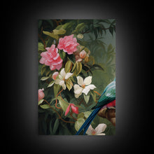 Cargar imagen en el visor de la galería, Flowers Wall Print, Tropical Wall Art, Macaw, Jungle Art Print, Canvas Print, Wall Art, 3 Piece Wall Art, Modern Office Art, Wedding Gift