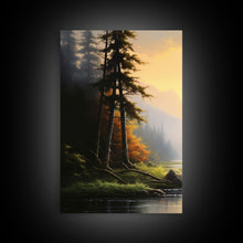 Carregar imagem no visualizador da galeria, Forest Wall Art, Trees Art Print, Sunset Art, Forest Wall Art, Canvas Print, Wall Art, 3 Piece Wall Art, Dorm Room Art, Ranch House Decor