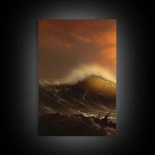 Load image into Gallery viewer, Beneath The Roaring Sea, Seascape Painting, 3 Piece Set, Framed Canvas Print, Cool Wall Art, Office Decor, Above Sofa Art