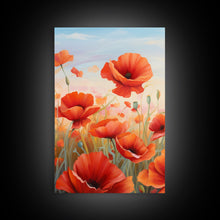 Load image into Gallery viewer, Beautiful Red Flowers, Wildflower Art, Framed Canvas Prints, 3 Piece Set, Triptych, Wall Art, Botanical Art, Floral Decor, Boho Style Art