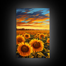 Load image into Gallery viewer, Beautiful Canvas Print Set | Sunflowers Wall Art Triptych | Botanical Print Set | Living Room Wall Art | Flower Illustrations | Flower Art