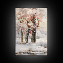 Carregar imagem no visualizador da galeria, 3 Piece Winter Scene, Framed Canvas Prints, Triptych Christmas Painting, Christmas Decor, Winter Art, Christmas Wall art, Xmas Art