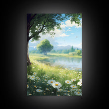 Load image into Gallery viewer, Beautiful Spring Meadow Landscape Painting 3 Piece Set, Spring Centerpiece Art, Original Oil Painting Wall Art, Minimalist Whimsical Decor