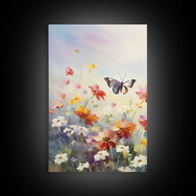 Carregar imagem no visualizador da galeria, Butterly Wall Print, Wildflower Wall Art, Wildflower Meadow, Canvas Print, Set Of 3 Prints, Wall Art, 3 Piece Wall Art, Botanical Art