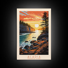 Carregar imagem no visualizador da galeria, Acadia National Park, Framed Wall Art Canvas Print, Travel Poster, Travel Art, Roadtrip Decor, Cool Wall Art, Retro State Park Art