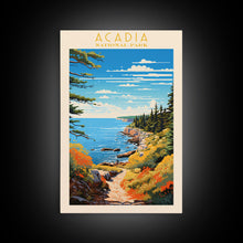 Carregar imagem no visualizador da galeria, Acadia National Park Maine Travel Art, National Park Print, Minimalist Travel Art, Midcentury Modern Style Landscape Painting