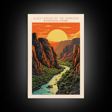 Load image into Gallery viewer, Black Canyon Of The Gunnison National Park Travel Poster Print, Canvas Print Wall Art, Colorado Travel Art, Midcentury Modern Travel Decor