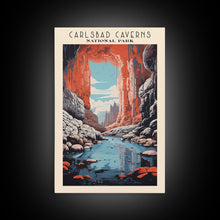 Load image into Gallery viewer, Carlsbad Caverns National Park New Mexico Travel Art, National Park Print, Minimalist Travel Art, Midcentury Modern Style Landscape Painting