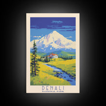 Load image into Gallery viewer, Denali National Park Travel Poster Print, Canvas Print Wall Art, Alaska Travel Art, Midcentury Modern Travel Decor, MCM Wall Art