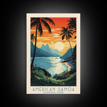 Load image into Gallery viewer, American Samoa National Park, Framed Wall Art Canvas Print, Travel Poster, Travel Art, Roadtrip Decor, Cool Wall Art, Retro State Park Art