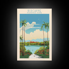 Load image into Gallery viewer, Biscayne National Park, Framed Wall Art Canvas Print, Travel Poster, Florida Travel Art, Roadtrip Decor, Cool Art, Retro State Park Art