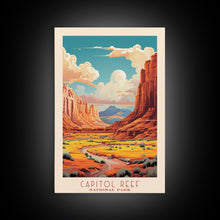 Carregar imagem no visualizador da galeria, Capitol Reef National Park Utah Travel Art, National Park Print, Minimalist Travel Art, Midcentury Modern Style Landscape Painting