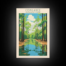 Cargar imagen en el visor de la galería, Congaree National Park South Carolina Travel Art, National Park Print, Minimalist Travel Art, Midcentury Modern Style Landscape Painting