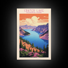 Load image into Gallery viewer, Crater Lake National Park Travel Poster Print, Canvas Print Wall Art, Oregon Travel Art, Midcentury Modern Travel Decor