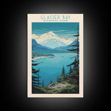 Load image into Gallery viewer, Glacier Bay National Park Alaska Travel Art, National Park Print, Minimalist Travel Art, Midcentury Modern Style Landscape Painting