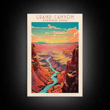 Load image into Gallery viewer, Grand Canyon National Park Travel Poster Art, Canvas Print Wall Art, Arizona Travel Art, Midcentury Modern Travel Decor, MCM Wall Art