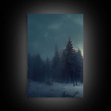 Carregar imagem no visualizador da galeria, 3 Piece Art, Winter Nature Landscape, Framed Canvas Prints, Canvas Art, Large Format Wall Art, Huge Art, Pine Tree Forest Decor