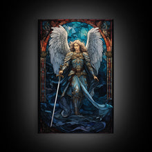 Load image into Gallery viewer, Angel, Angel Warrior, Fantasy Art, Canvas Print, Wall Hanging, Portrait Art, Stained Glass Art, Christian Wall Decor, Country Wall Art