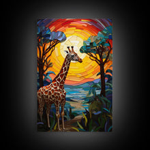 Carregar imagem no visualizador da galeria, Giraffe Decor, Nursery Wall Decor, Canvas Print, Wall Hanging, Portrait Art, Giraffe Gift, Playroom Art, Safari Art, Entryway Prints