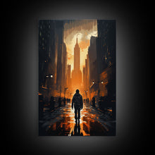 Load image into Gallery viewer, Dystopian Art, City, Urban Art, Cityscape Art, Canvas Print, Wall Hanging, Portrait Art, Gift For Coworker, Video Game Art, Tiny House Decor