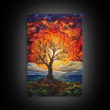 Carregar imagem no visualizador da galeria, Burning Tree Art, Abstract Art, Tree Wall Art, Canvas Print, Wall Hanging, Portrait Art, Thank You Gift, Bedroom Prints, Indie Room Decor