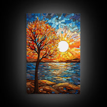 Carregar imagem no visualizador da galeria, Abstract Art, Tree Wall Art, Ocean Wall Art, Sunset, Canvas Print, Wall Hanging, Portrait Art, Nature Print, Office Decor, Entryway Prints