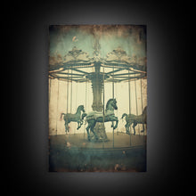 Load image into Gallery viewer, Carnival Art, Circus Print, Carousel Art Print, Canvas Print, Wall Hanging, Portrait Art, Spooky Room Decor, Entryway Prints, Home Wall Art