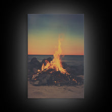 Carregar imagem no visualizador da galeria, Campfire Wall Art, Beach Wall Art, Coastal Print, Canvas Print, Wall Hanging, Portrait Art, Minimalist Wall Art, Ocean Art, Military Gift