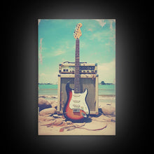 Load image into Gallery viewer, Electric Guitar, Guitar Wall Art, Music Wall Art, Canvas Print, Wall Hanging, Portrait Art, Guitar Player Gift, Music Wall Decor, Beach Art