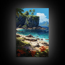 Load image into Gallery viewer, Beach Wall Art, Framed Canvas Print, Beach Canvas Wall Art, Long Beach Wall Art - "Abandoned" - Stuck On A Desert Island