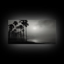 Load image into Gallery viewer, Black And White Florida Rain Storm, Framed Canvas Print, Liminal Art, Liminal Spaces, Framed Wall Art, Office Decor, Dark Moody Art