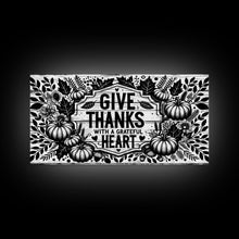 Carregar imagem no visualizador da galeria, Give Thanks With A Grateful Heart Modern Farmhouse Wall Decor, Dining Room Wall Sign Kitchen Decor Large Framed Canvas Print, Fall Wall Art