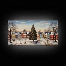 Cargar imagen en el visor de la galería, Christmas Tree In Town Square Framed Christmas Wall Art - Framed Christmas Art - Canvas Art - St. Nicholas - Winter Wonderland Centerpiece