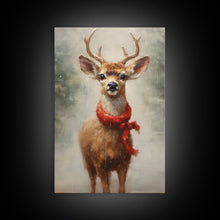 Carregar imagem no visualizador da galeria, Cute Buck Dressed For Christmas, Christmas Decor, Woodland Animals, Christmas Wall Art, Winter Decor, Holiday Decor, Seasonal Decor