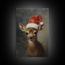 Carregar imagem no visualizador da galeria, Cute Christmas Deer - Farmhouse Christmas Decor - Fawn Dressed For Christmas - Xmas Decor - Christmas Wall Art- Holiday Decorations