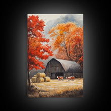 Cargar imagen en el visor de la galería, Fall Decor, Barn Amongst The Falling Leaves, Farmhouse Decor, Fall Art, Autumn Decor, Thanksgiving Seasonal Wall Art