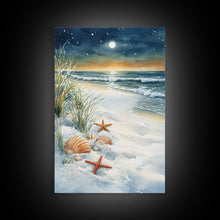 Carregar imagem no visualizador da galeria, Canvas Print Of Christmas On The Beach, Trendy Christmas Art, Winter Art, Winter Art Print, Wood Framed Art