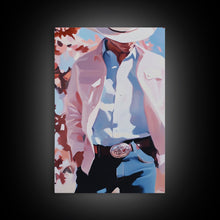 Load image into Gallery viewer, Cowboy Christmas Art Framed Canvas Print, Minimalist Holiday Decor Perfect Seasonal Gift Idea Wall Art 2024